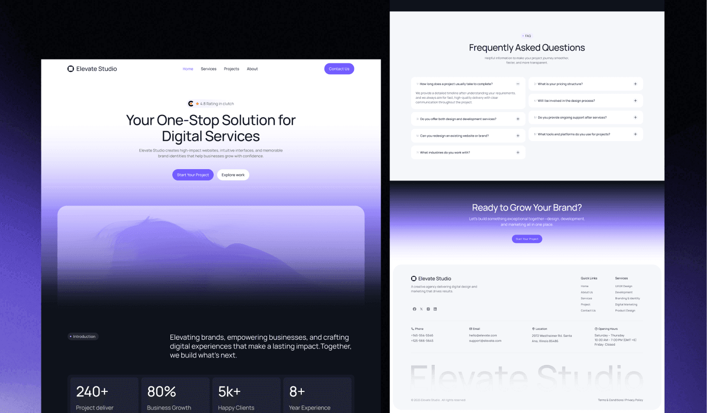 Elevate Studio - React Creative Agency Website Template