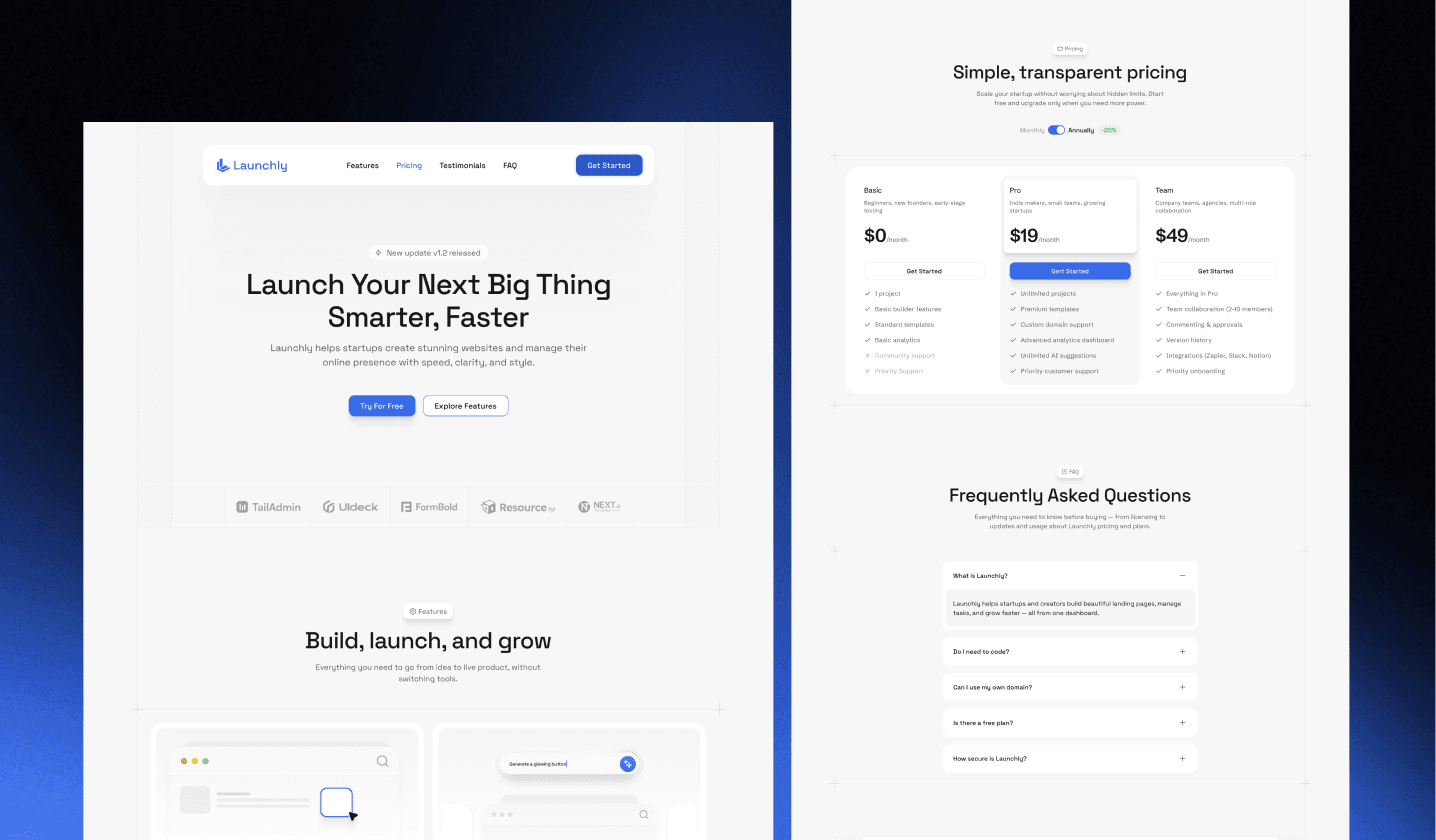 Launchly - React SaaS Website Template for Startup Landing Pages
