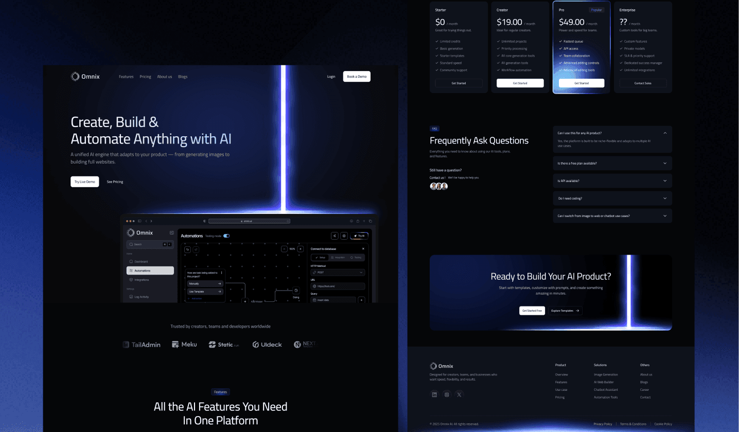 Omnix AI - React AI SaaS Landing Page Template