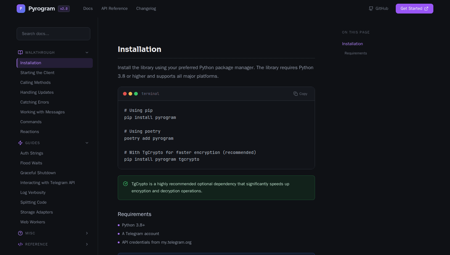 API Documentation Website