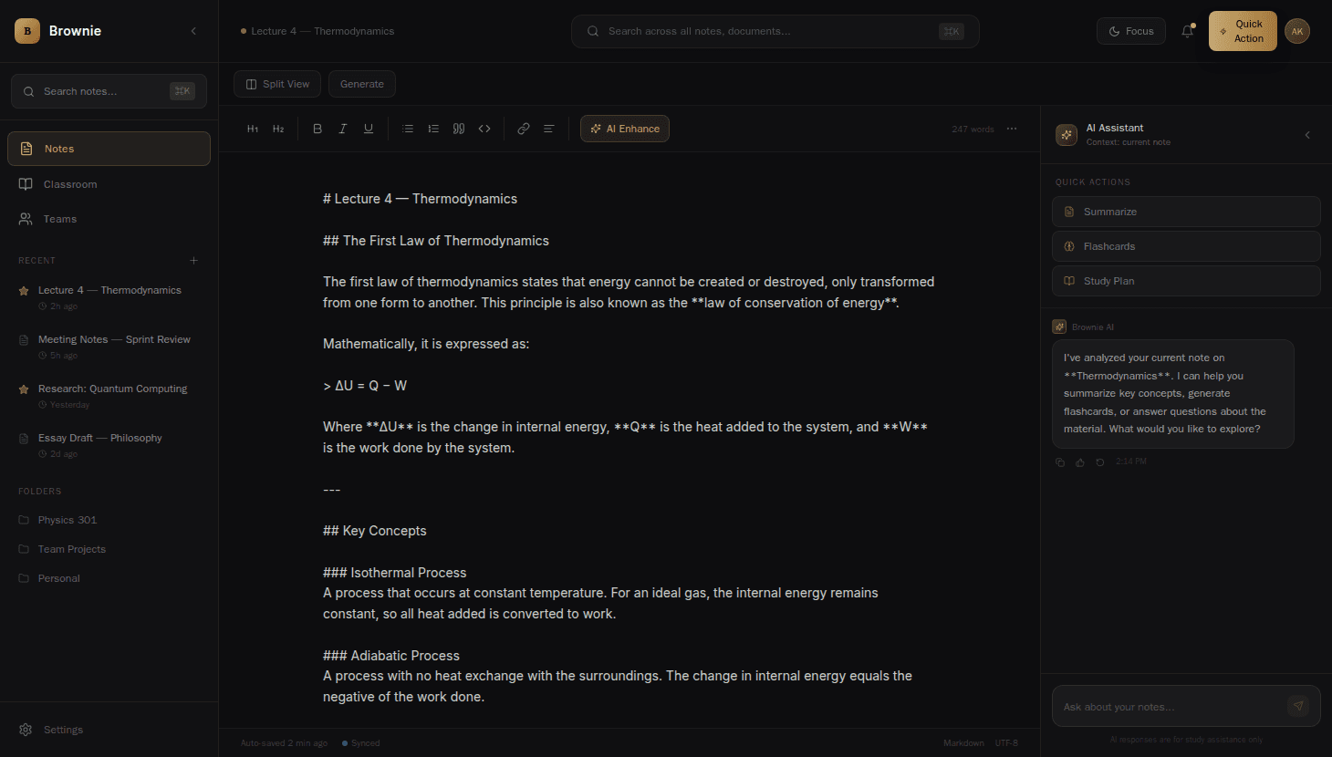 Brownie Productivity Webapp