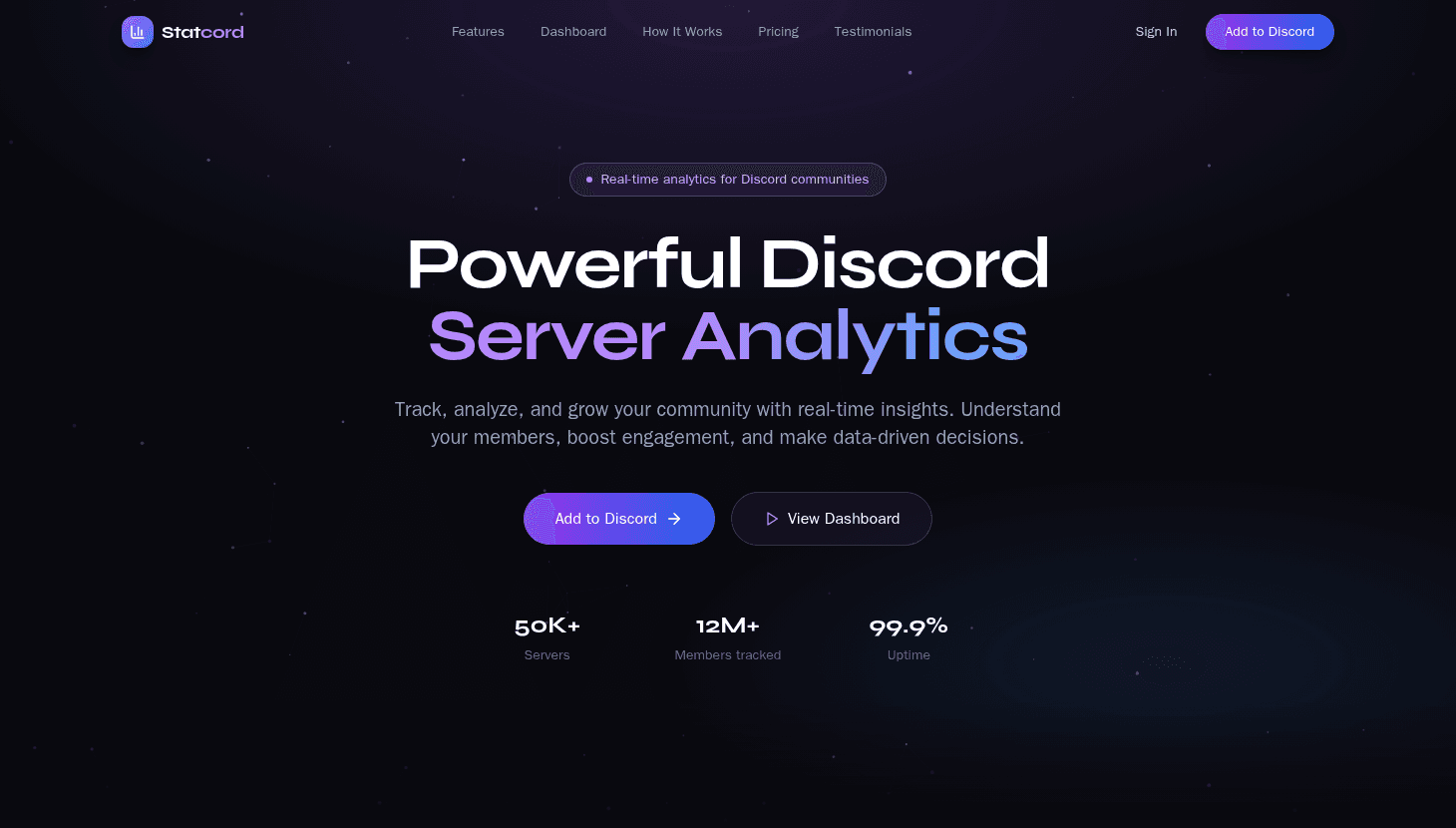 Discord Server Analytics Landing Page
