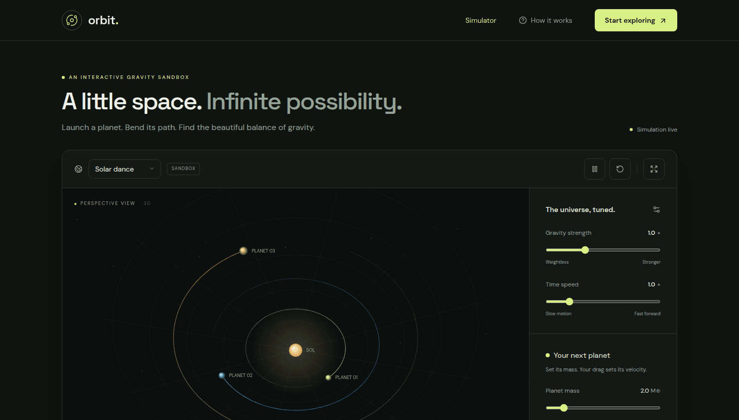 3D Orbital Gravity Simulator