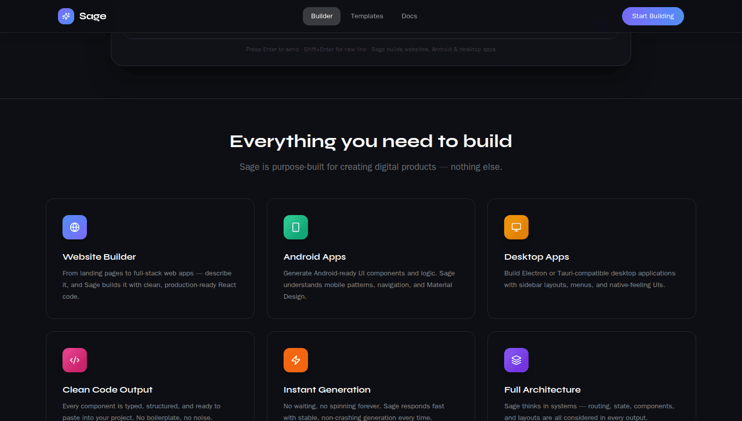 Sage AI Website Builder
