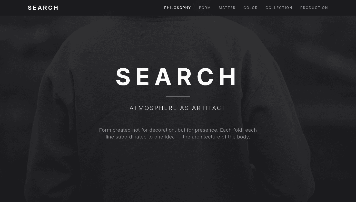 SEARCH Hoodie Brand Landing Page
