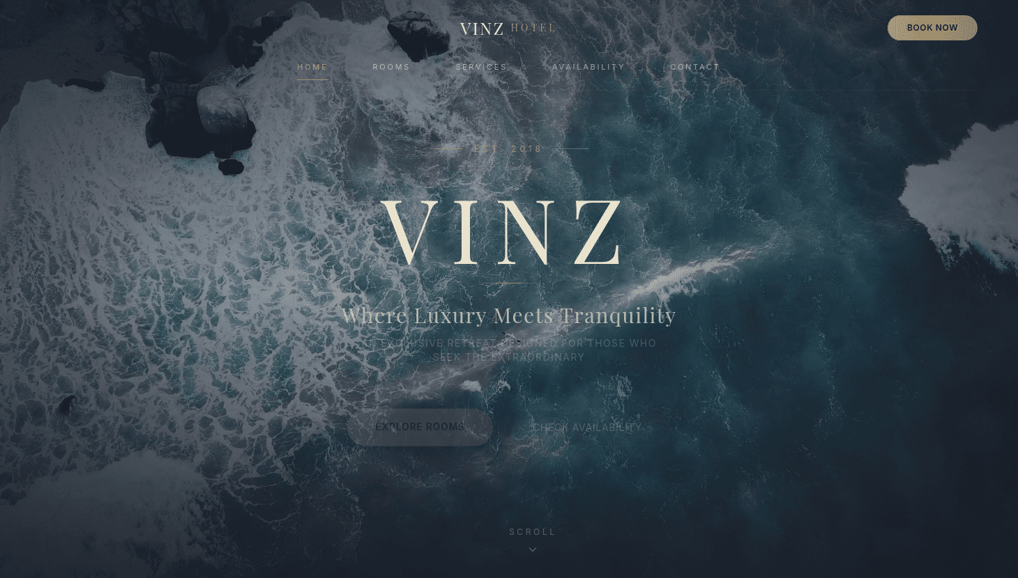 VINZ HOTEL Luxury Hospitality Website